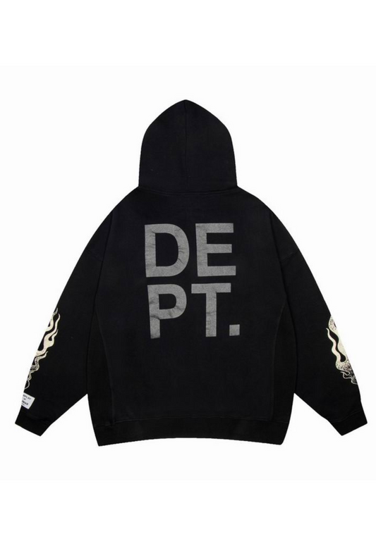 Hoodie Gallery Dept Letter Print Flame Sleeve